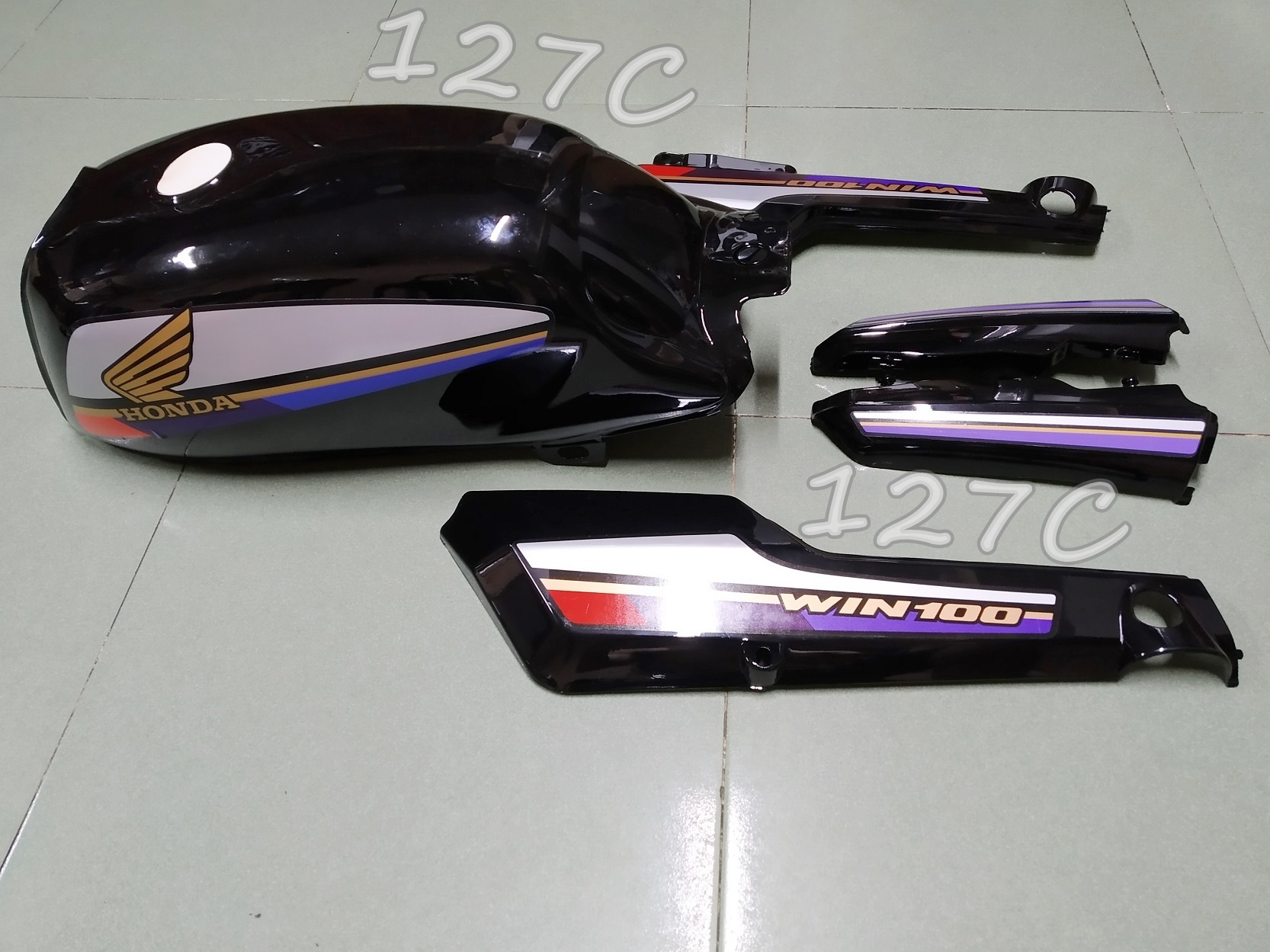 [Hcm] Combo Set of Large Fuel Tank & Large & Small Trunk Win 100Cc (Black/Red)