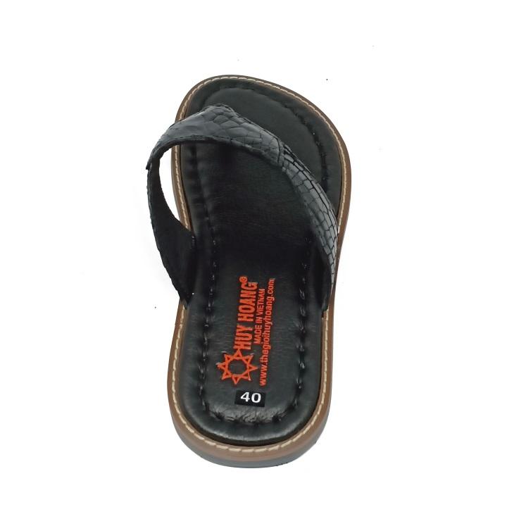 Dép nam xỏ ngón da cá sấu kiểu kẹp màu đen HK7233