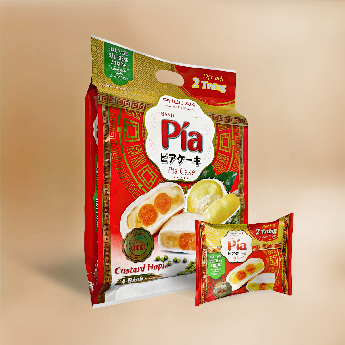 Bánh Pía Premium Big Size 2 trứng muối ( Đậu Xanh - Sầu Riêng - Trứng Muối )