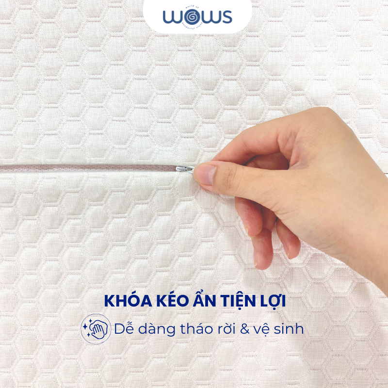 WOWS - Gối Memory Foam Cao Cấp Ergo+ - Gối Công Thái Học Nâng Đỡ Cổ Vai Gáy - Thiết Kế Lượn Sóng