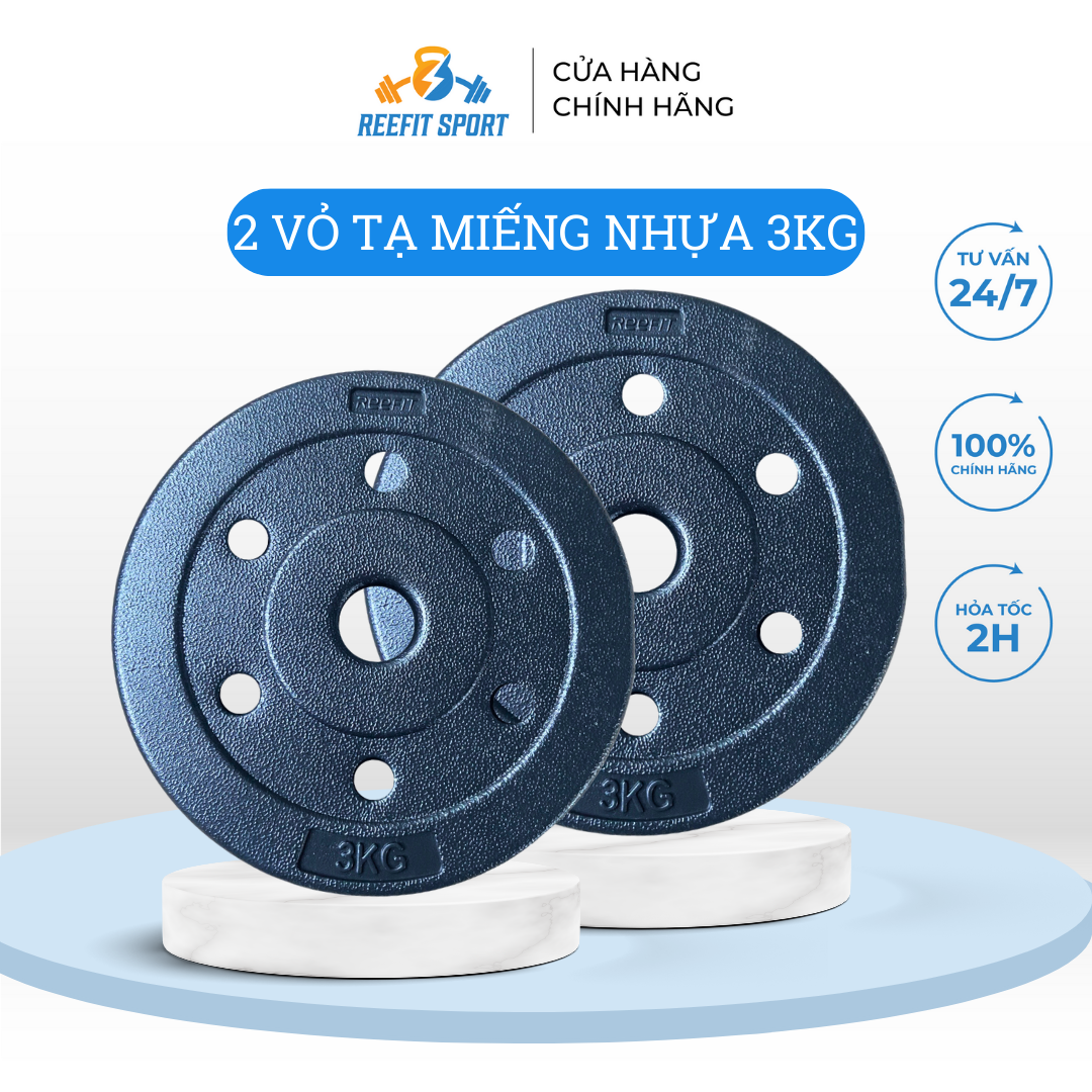 Bộ 2 vỏ tạ miếng tạ bánh nhựa tạ đĩa Reefit 3kg không ruột chưa nhồi