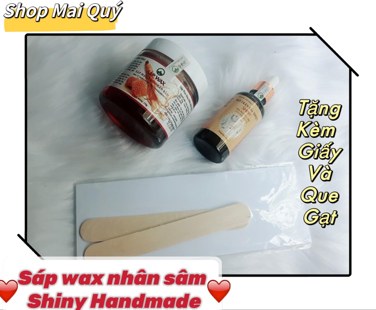 Sáp Wax Nhân Sâm Mật Ong SHINY Handmade 350g < Tặng kèm giấy , que gạt >
