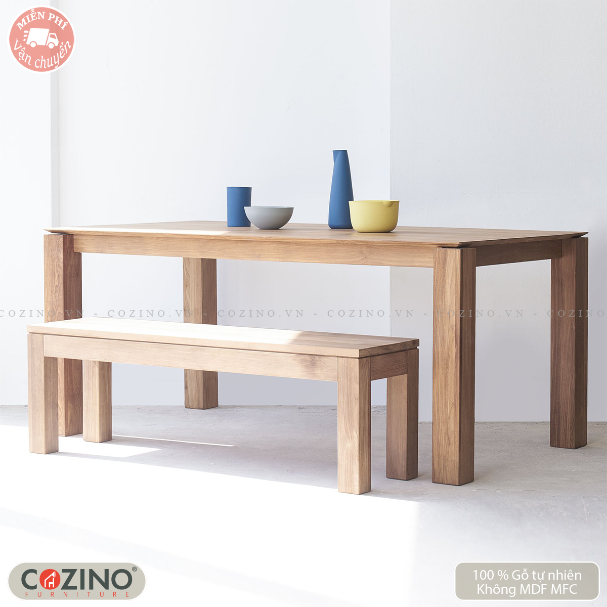 [Trả góp 0%]Ghế băng dài Slice gỗ sồi 1m5