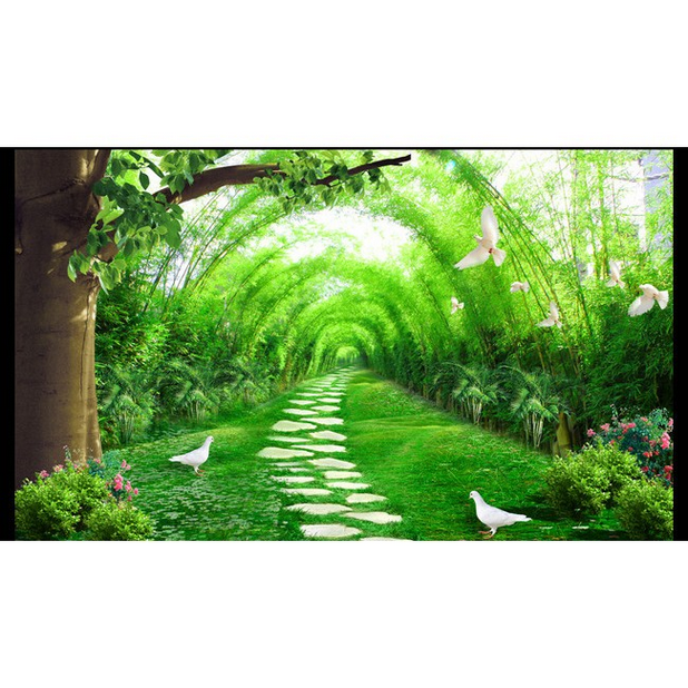 Tranh dán tường 3D con đường xanh BINBIN H79