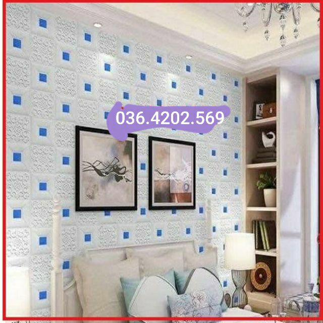 combo 10 tấm xốp dán tường giả da hoa vă  cổ điển