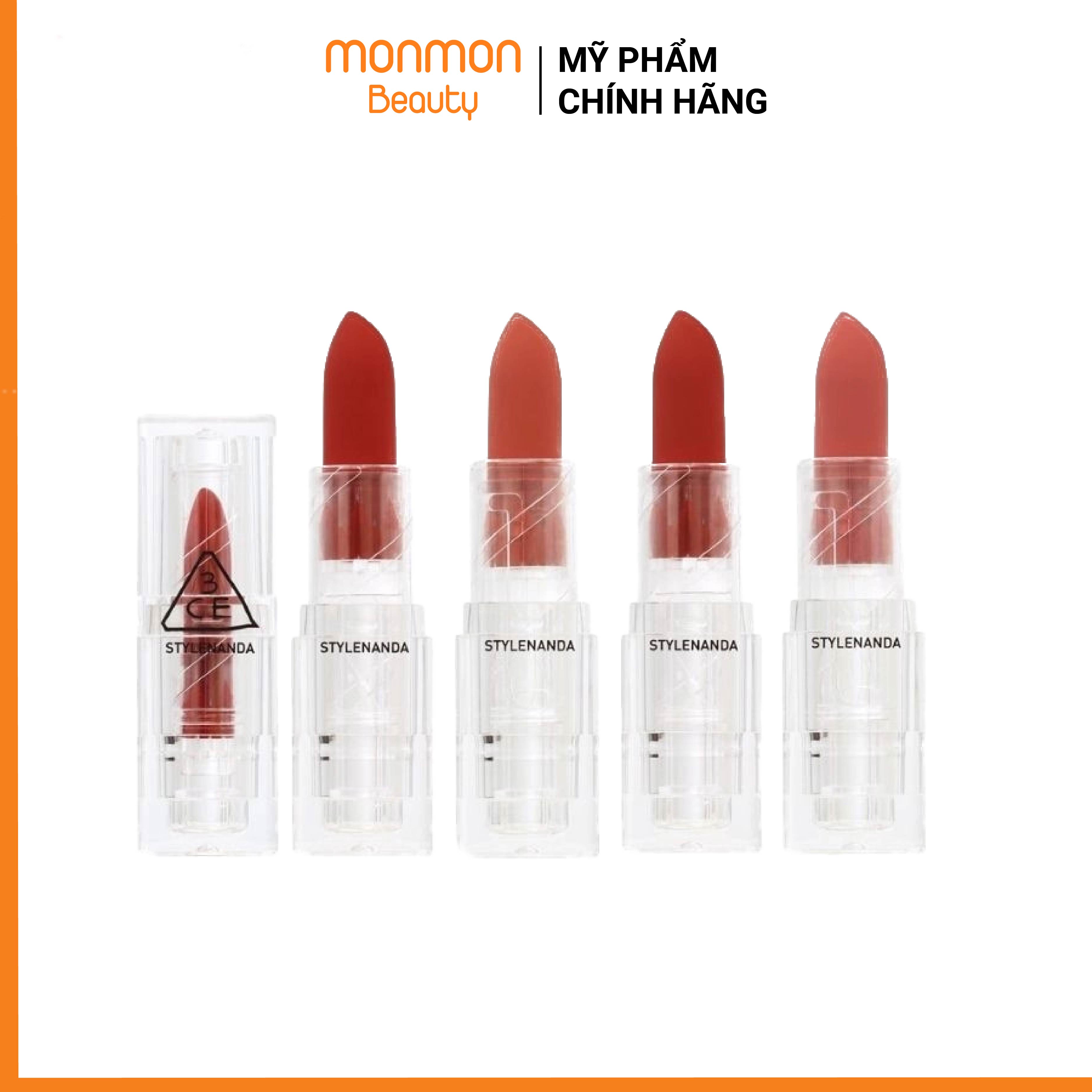 Son 3CE Soft Matte Lipstick, Son Thỏi 3CE Siêu Lì Vỏ Trong Suốt