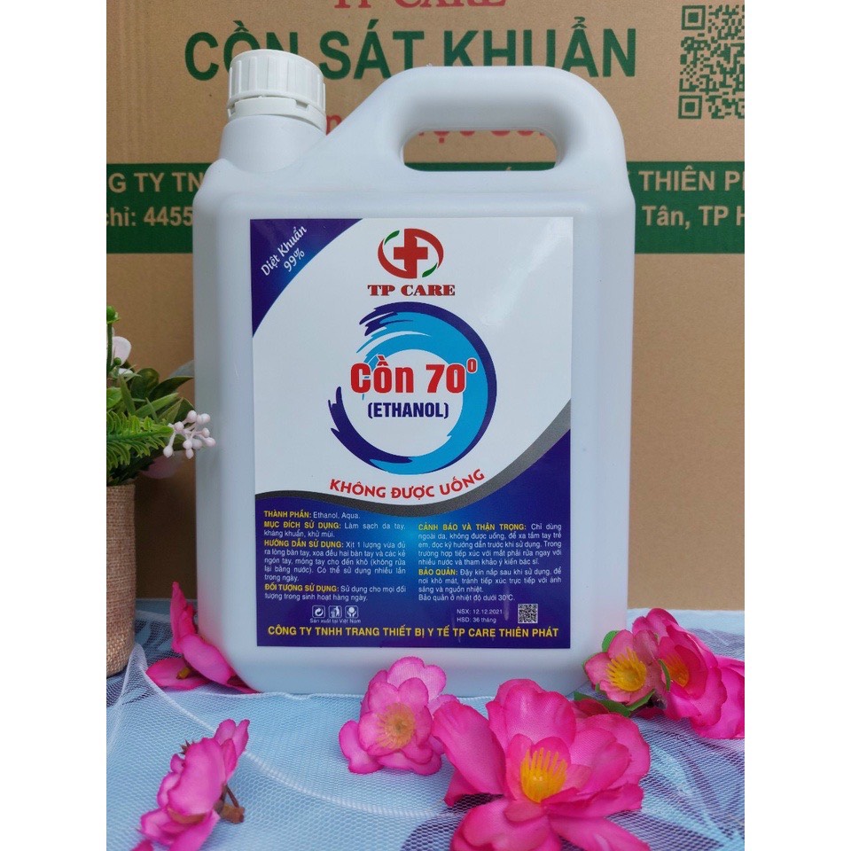 Can Cồn sát khuẩn y tế 70 độ 5 lít- bình cồn 90 độ TP Care hương chanh sả laverder chanel