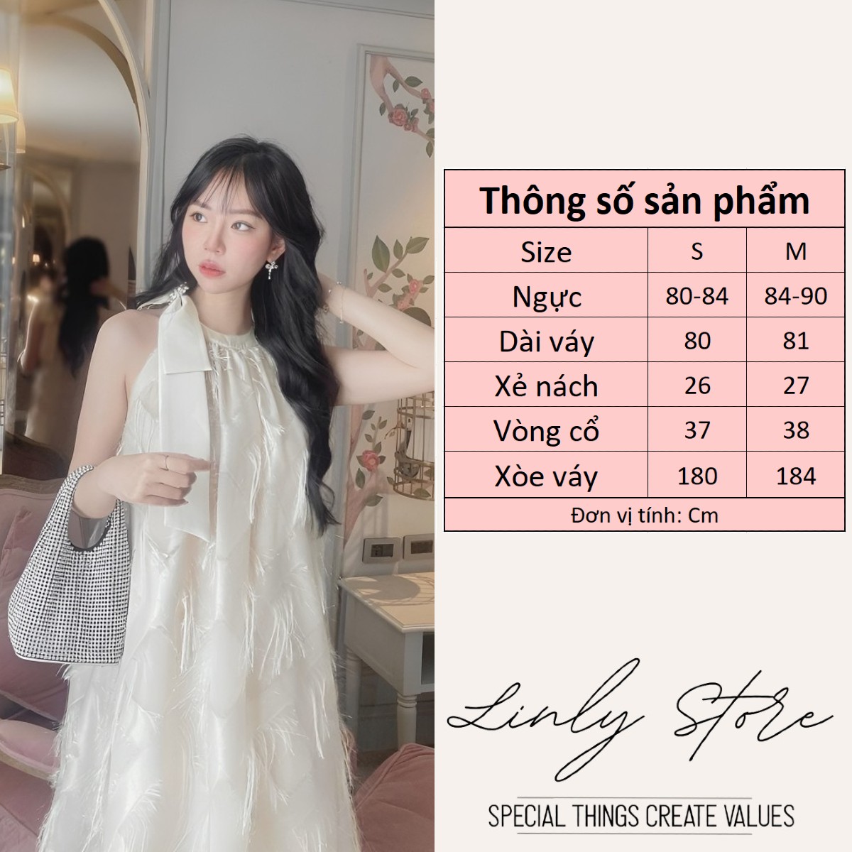 Váy cổ yếm nữ dáng xòe Linly Store  V-VCY4