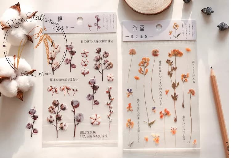 Tấm Sticker Dán Bông Hoa Trong Suốt Trang Trí Planner Bujo
