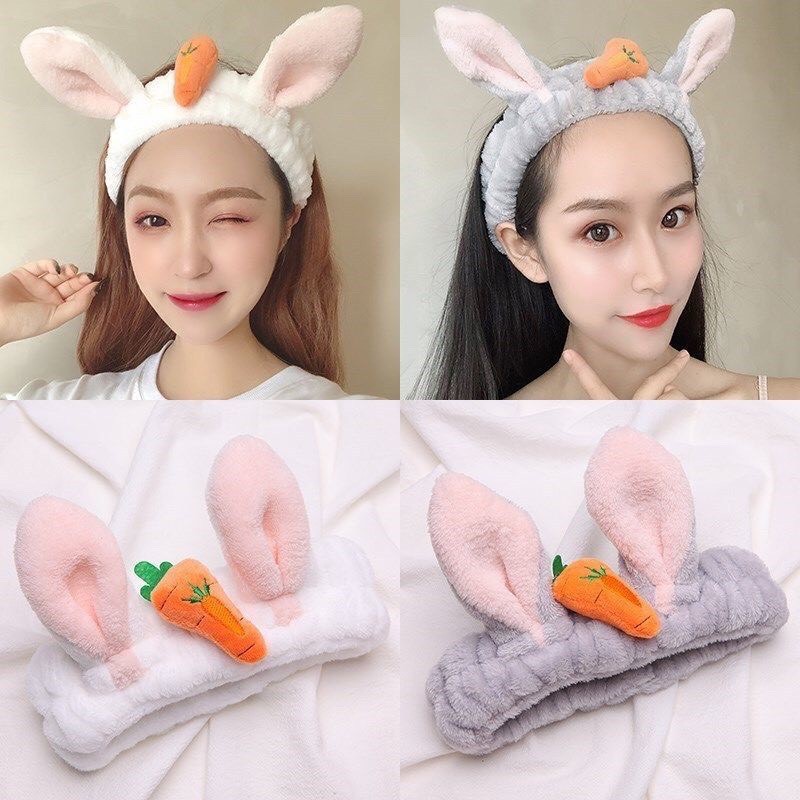 Băng đô Cài tóc Rửa mặt Tai Thỏ Dễ Thương