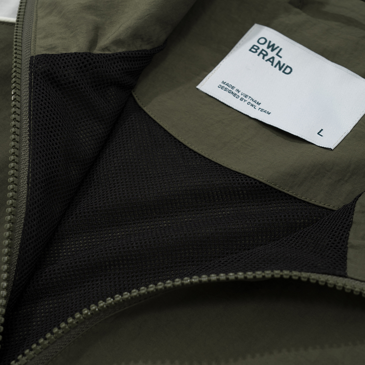 Áo khoác dù Owlbrand Halfzip/Rêu