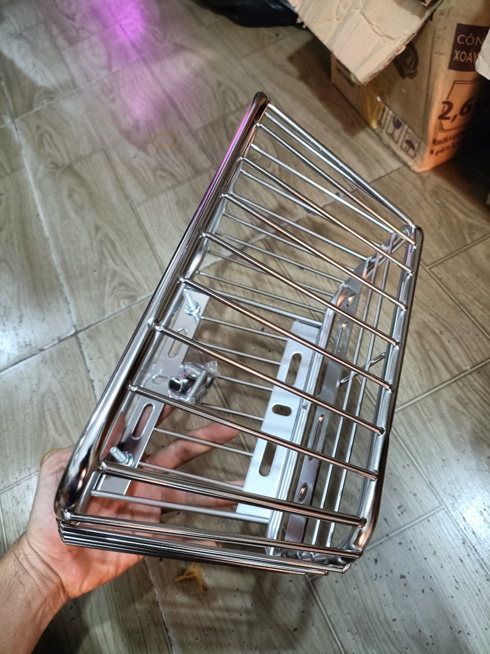 Rổ trước inox cho xe Dream, Wave mẫu 2024