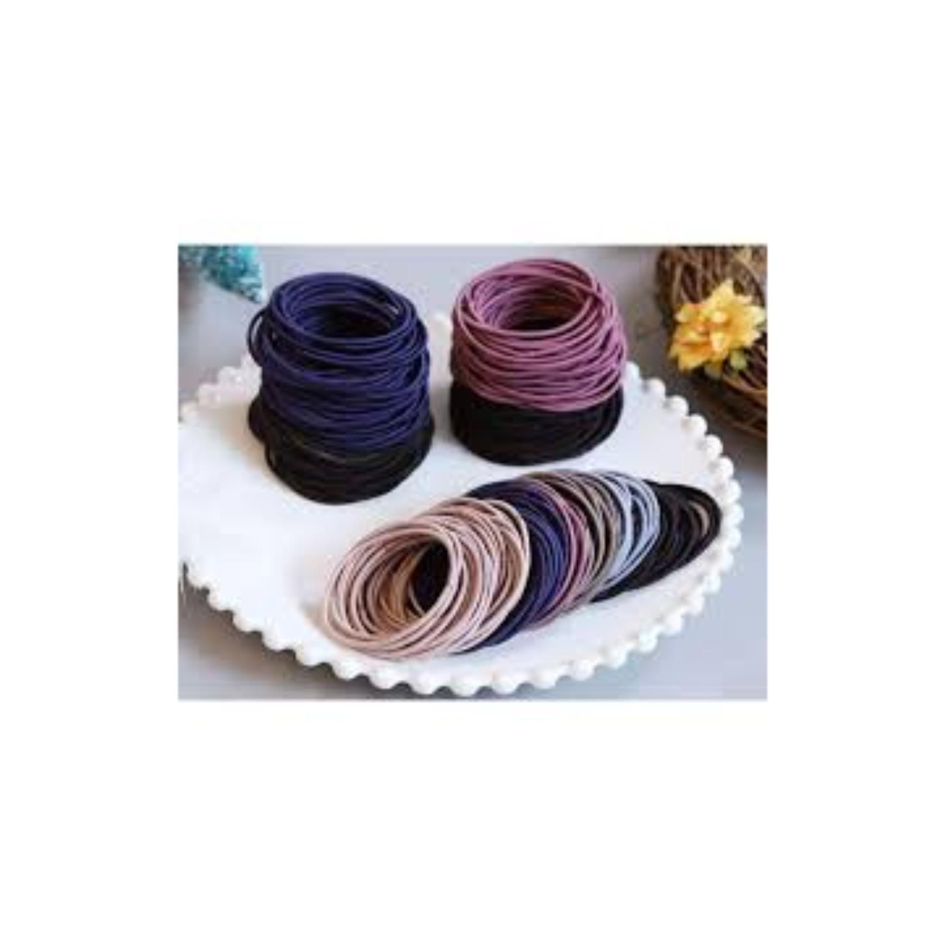 Set 100 Dây Buộc Tóc Nhiều Màu Kèm Túi Zip