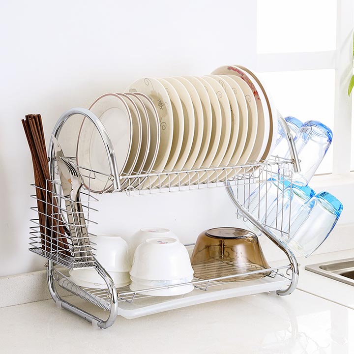 Kệ để chén đĩa 2 tầng bằng inox cao cấp, giá inox đựng bát đũa 2 tầng cao cấp, ke de chen dia 2 tang bang inox cao cap, gia inox dung bat dua 2 tang cao cap