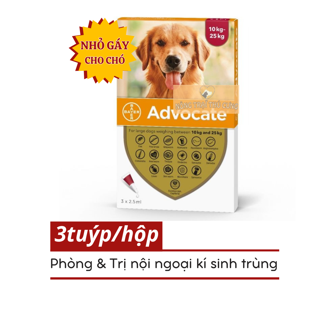 Nhỏ Gáy Trị Ve, Xổ Giun Cho Chó Advocate 10-25kg - Nông Trại Thú Cưng