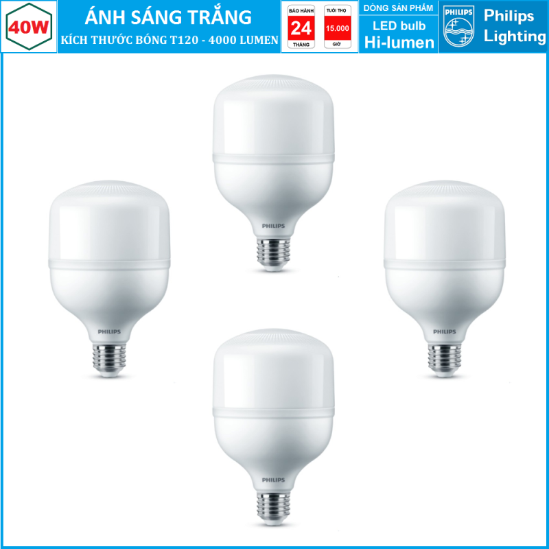 ( BỘ 4 ) BÓNG ĐÈN LED BULB PHILIPS 40W HI-LUMEN TFORCE CORE HB MV ND E27 GEN3 ( THAY THẾ BÓNG COMPACT CÔNG SUẤT CAO