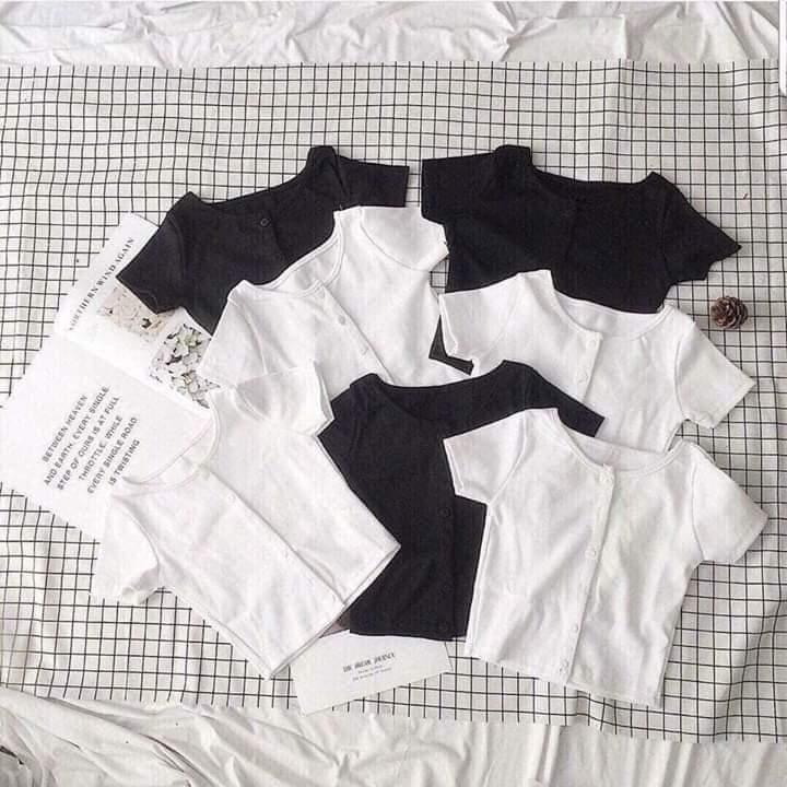 [HCM]Áo thun croptop xoắn eo tay ngắn kute