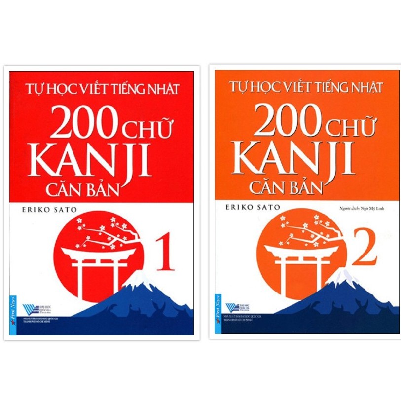First news - sách - combo tự học viết tiếng nhật 200 chữ kanji căn bản tập 1 + tập 2