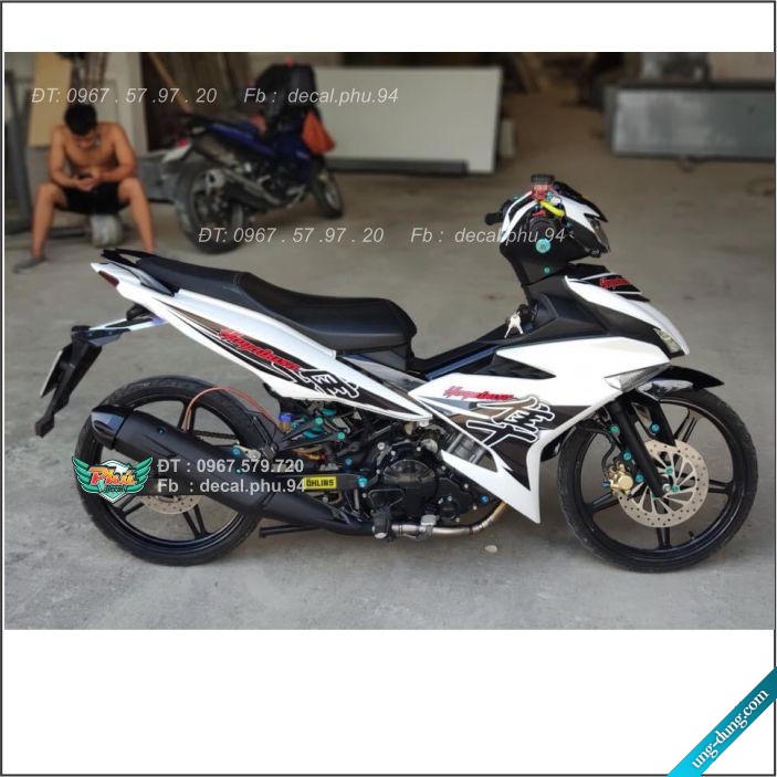 Tem rời Exciter 150 Trắng đen Hayabusa