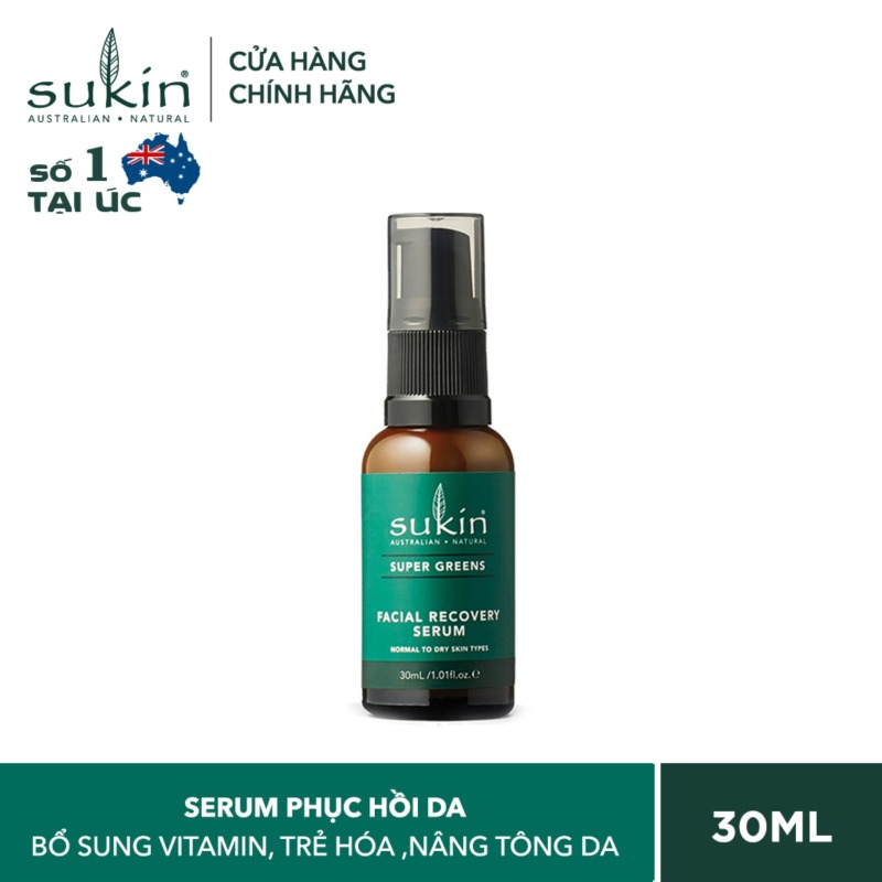 Serum Phục Hồi Da Sukin Super Greens Facial Recovery Serum 30ml nhập khẩu