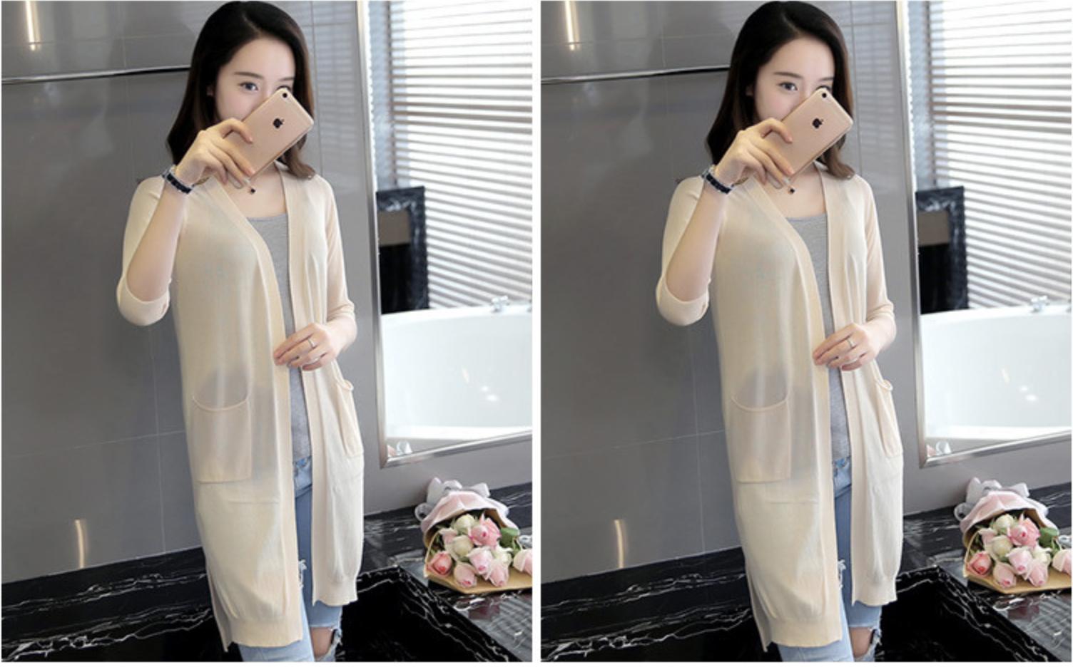 Áo khoác len mỏng phong cách Hàn Quốc