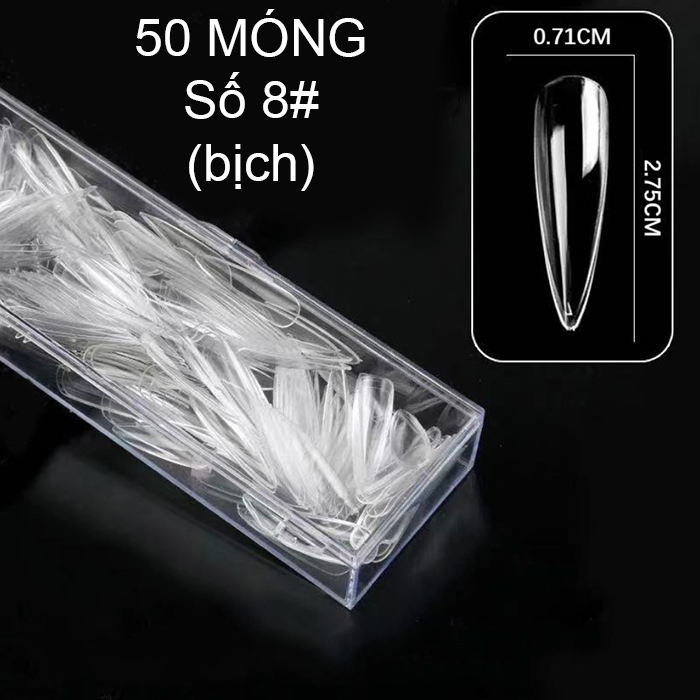 Móng úp phom nhọn số lẻ tùy chọn từ số 0 đến số 8 (50 hoặc 200 móng)