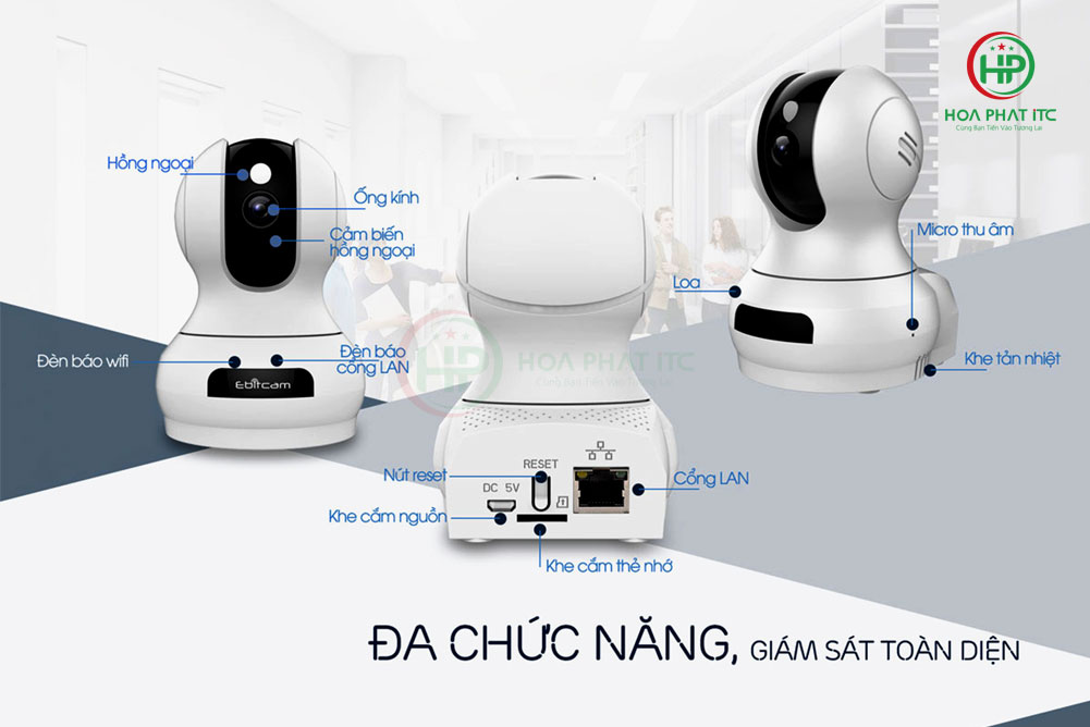 CAMERA IP EBITCAM E3 2.0MP (FULL HD 1080P) + Tùy chọn thẻ nhớ