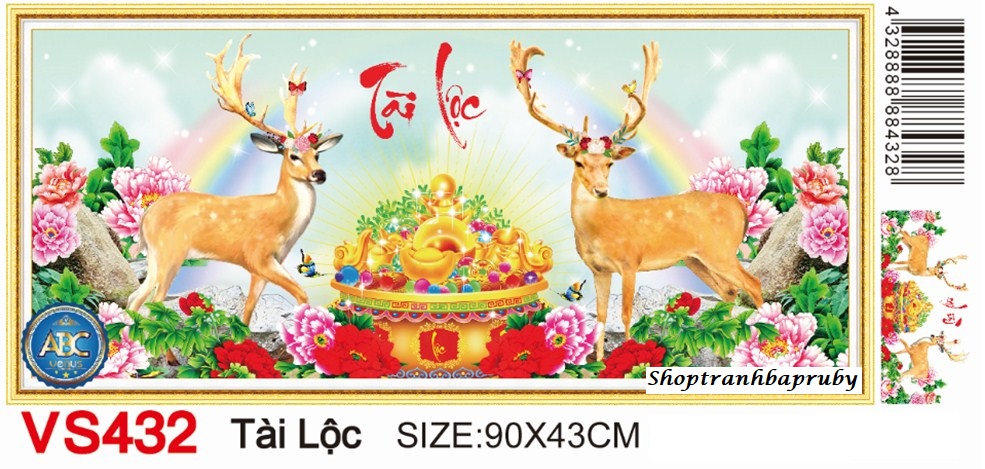 [HCM]Tranh đính đá Tài Lộc VS432 kích thước 90 x 43 cm