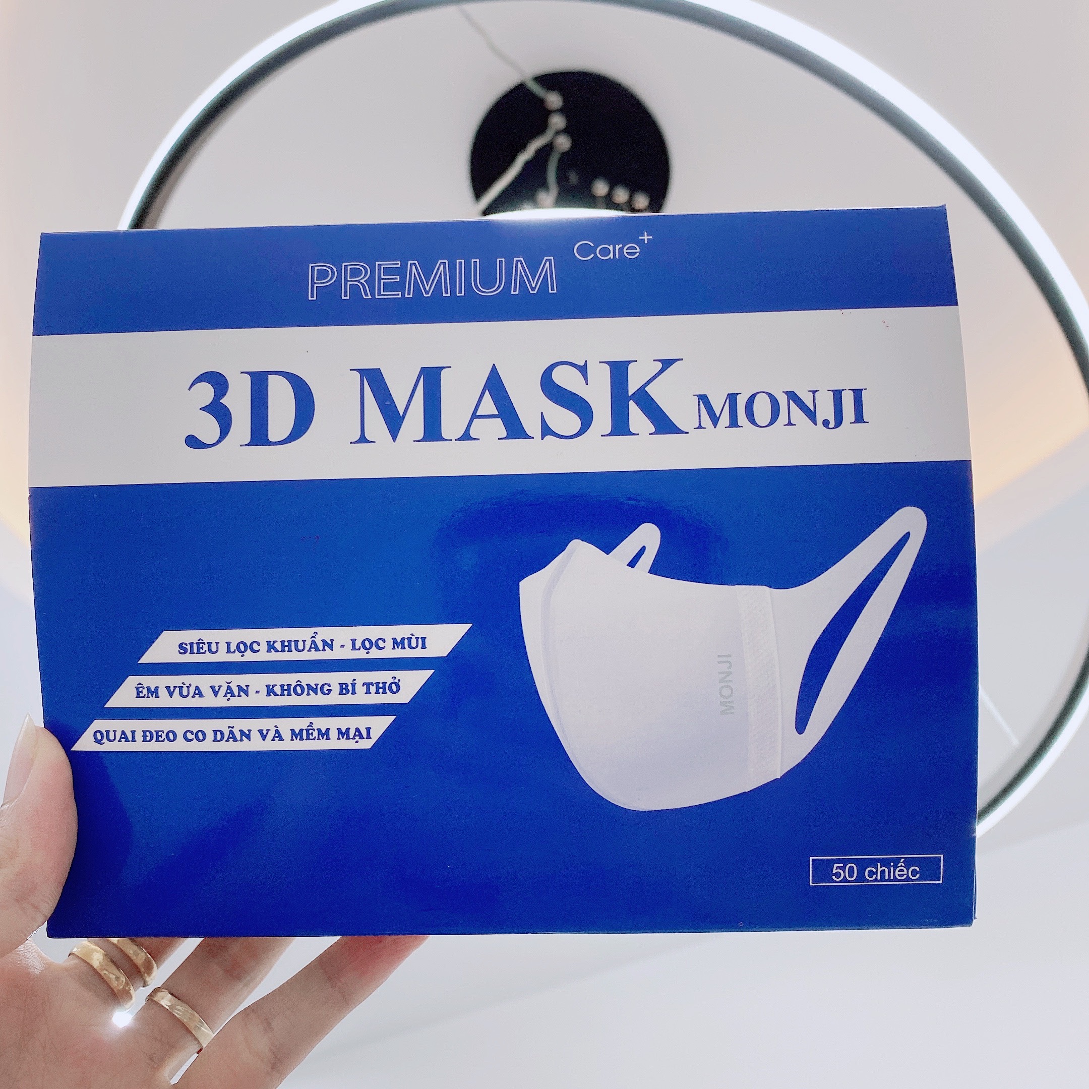 Khẩu trang 3D Mask Monji chính hãng kháng khuẩn công nghệ dập Nhật Bản hộp 50 cái