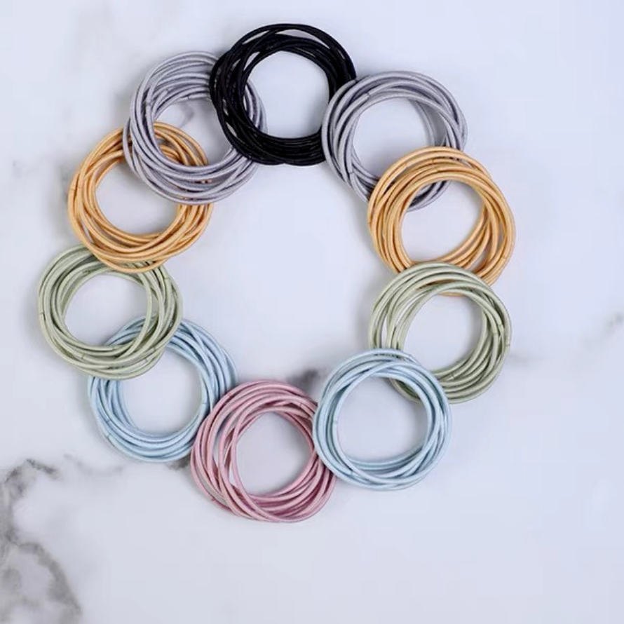 Set Dây Cột Tóc Nhiều Màu Basic 90-100 dây, Chun Buộc Tóc Trơn Bền Kane