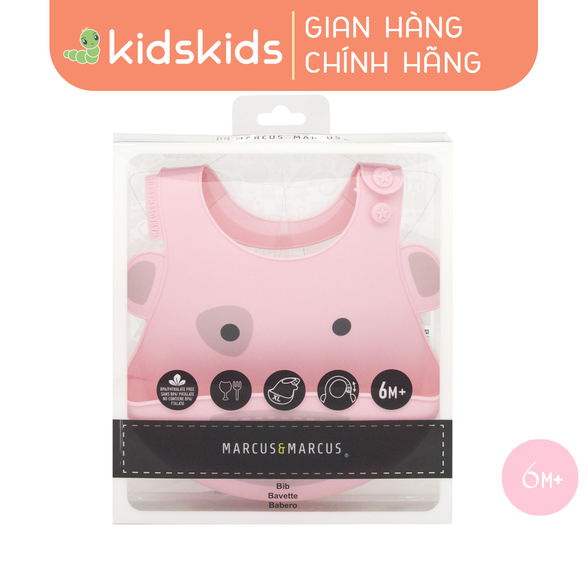 Yếm silicon ăn dặm cho bé Marcus & Marcus, từ 6 tháng - Pokey
