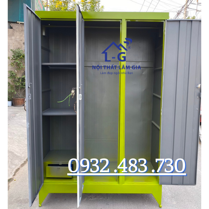 Tủ sắt quần áo giá rẻ - tủ sắt 3 cánh hcm