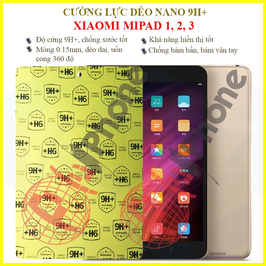 Dán cường lực dẻo nano 9h+ xiaomi mi pad 1, 2, 3 7.9 inch