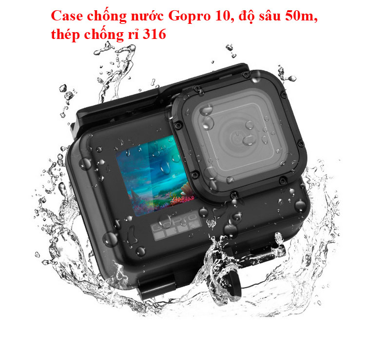 Case chống nước cho gopro 11, gopro 10, gopro 9, gopro 8, gopro 7, gopro 6, gopro 5 độ sâu 50m, thép chống rỉ 316... 20021111