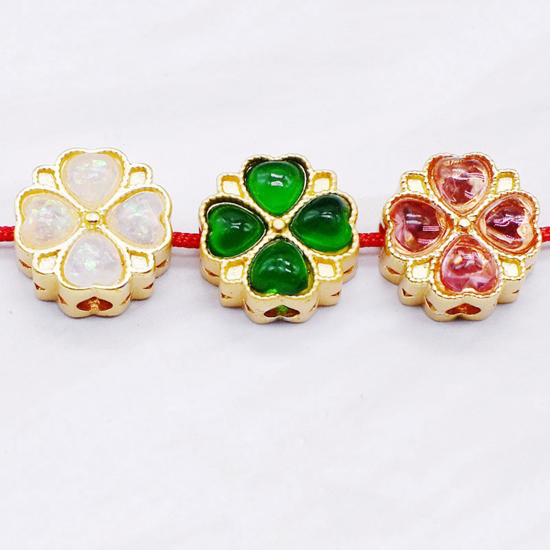 Charm cỏ 4 lá đính đá nhiều màu - KL203