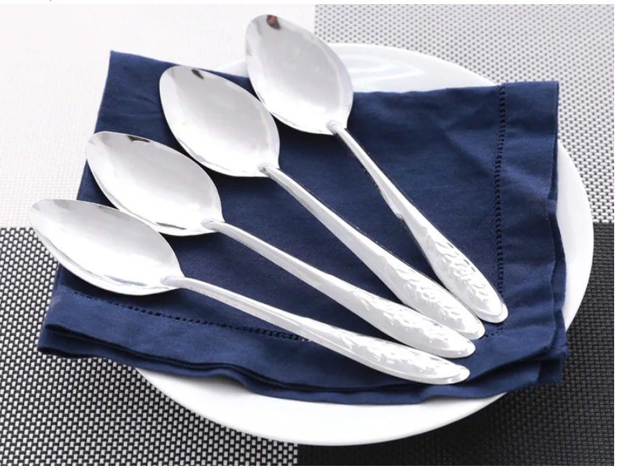 10 muỗng ăn cơm bông hồng cán dài 18cm loại dày không phải loai mỏng