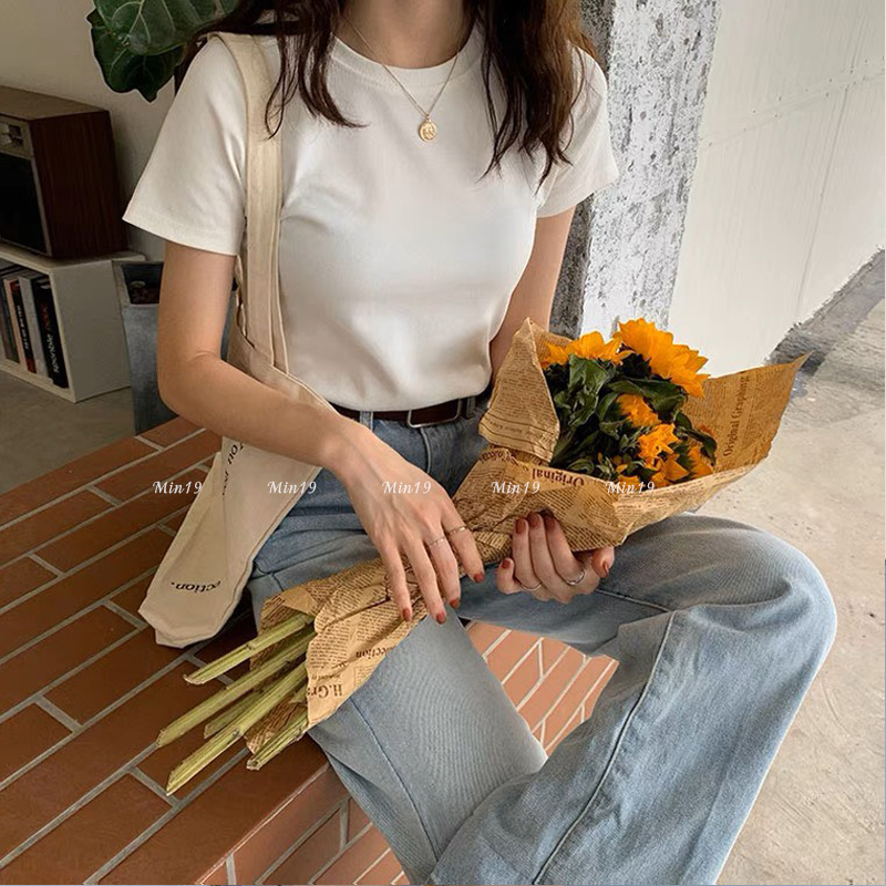 Áo Croptop Tay Ngắn MIN19 Áo Thun Body Nữ Tay Ngắn Form Rộng Bigsize Cổ Tròn Dáng Ôm Màu Trắng Đen Nâu Be Thời Trang Hàn Quốc