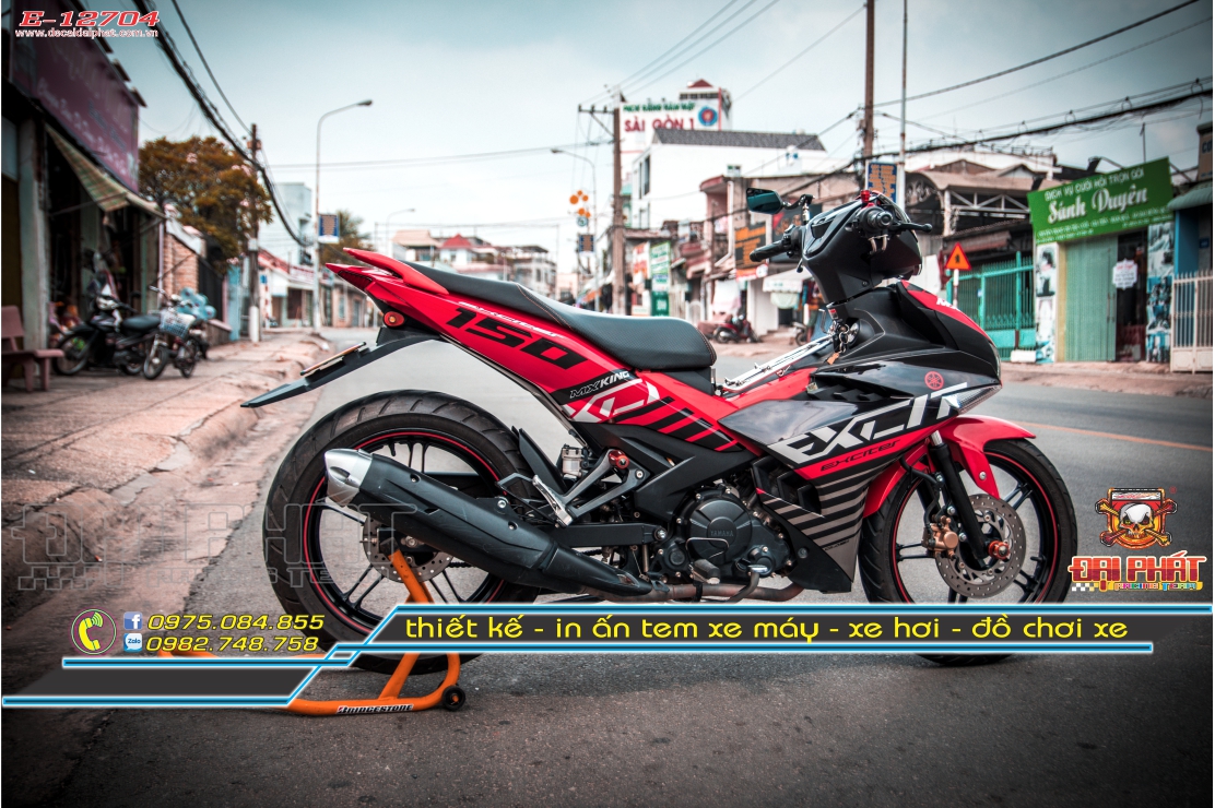 Tem Trùm Xe Exciter 150 MX King Cam Đen