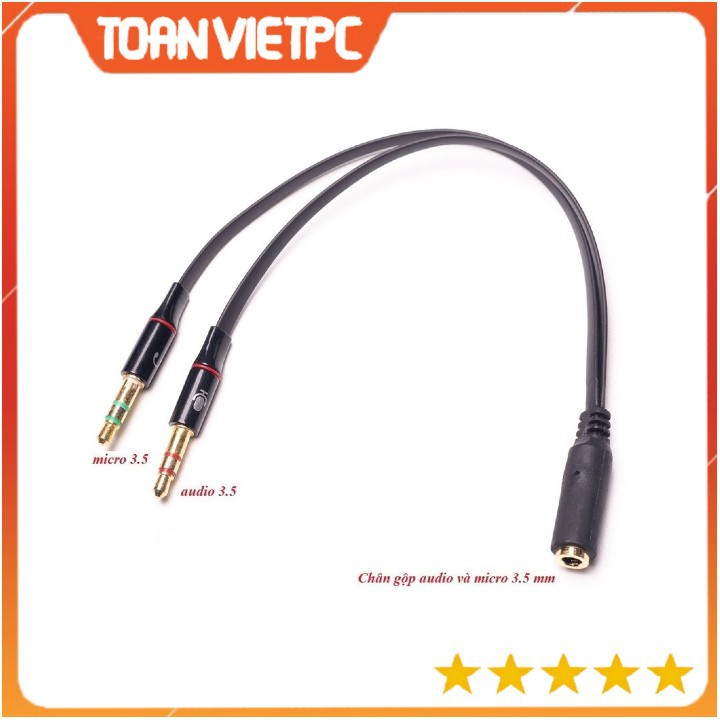 Dây gộp loa, mic | Dây cáp chia tai nghe và mic chuẩn cắm 3.5mm
