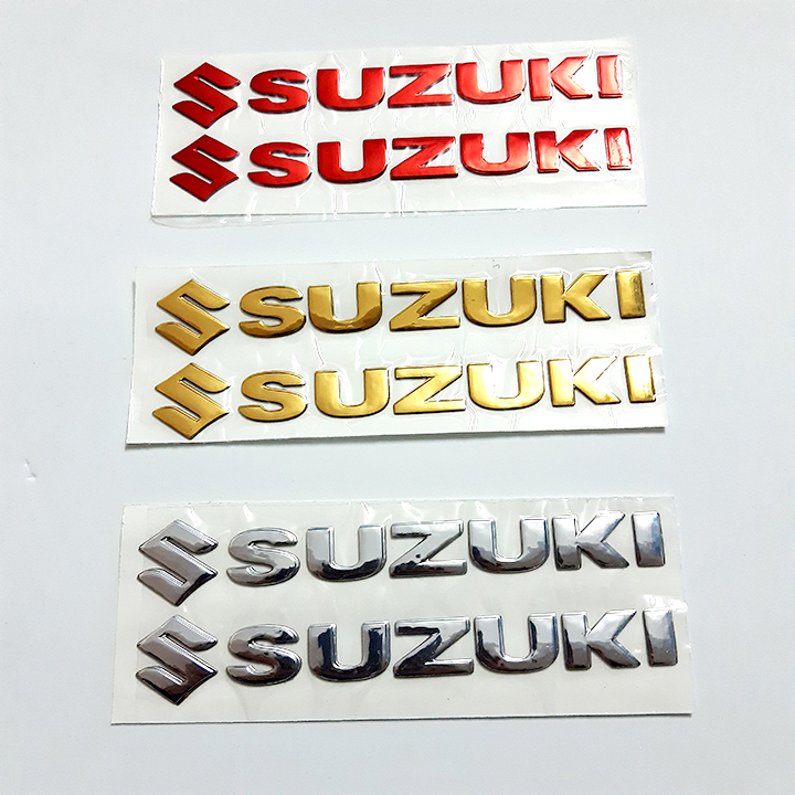 Bộ 2 miếng dán nổi chữ Suzuki (Vàng)