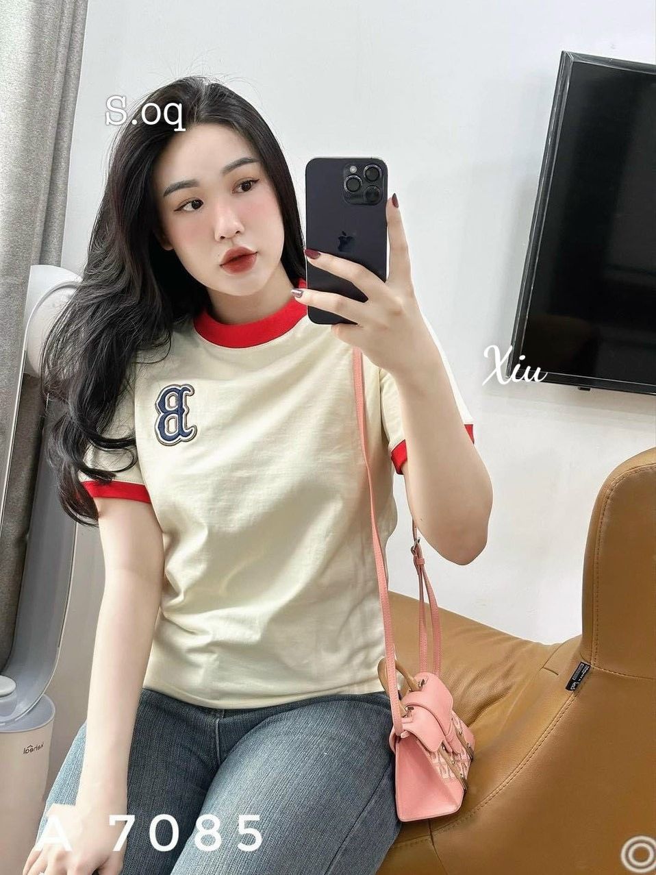 Áo thun Babytee dáng ôm phối viền chữ nổi ( Áo thun chữ B )
