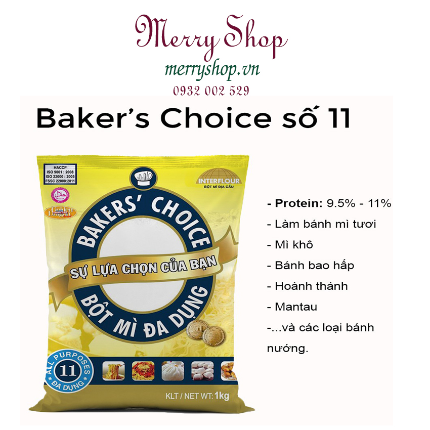 Bột Mì Đa Dụng Bakers Choice Số 11 1kg - Bột mới, Date xa lắc luôn - Merry