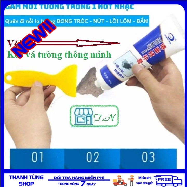 [ SALE SỐC - GIẢM GIÁ 50% ] Keo Vá Tường Bị Nứt Thủng Bong Tróc Trầy Xước Bị Bẩn, Chà Ron Vá Tường Chống Thấm 250 Gr, Keo Trám Vết Nứt Tường Thông Minh, Keo Chống Thấm Vá Tường