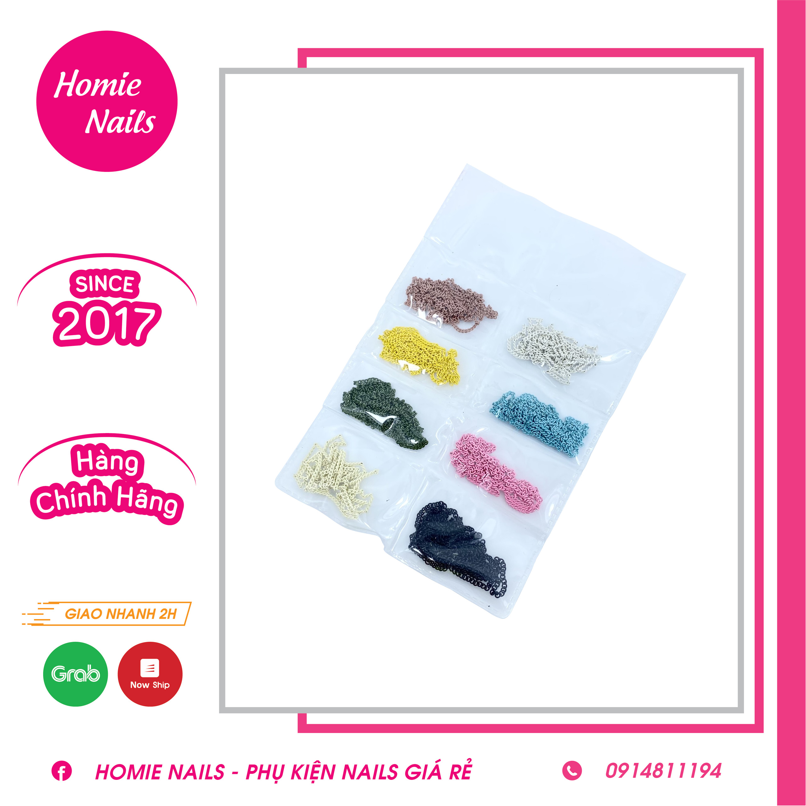 Set xích làm nail, trang trí móng - 4 màu cơ bản
