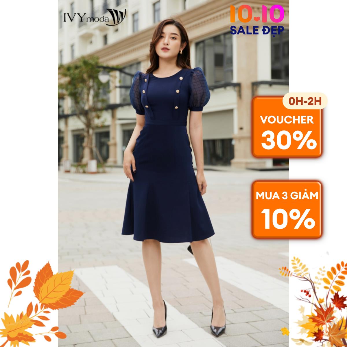 Đầm đuôi cá tay bồng IVY moda MS 48M7374