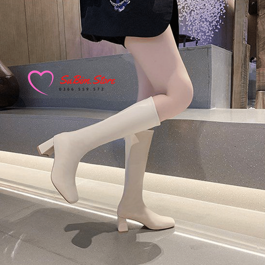 [Có sẵn] Bốt Đùi Da Mềm Khoá Sau Vạt Khuy Cao Cấp – SuBim.Store (Mã 1909)
