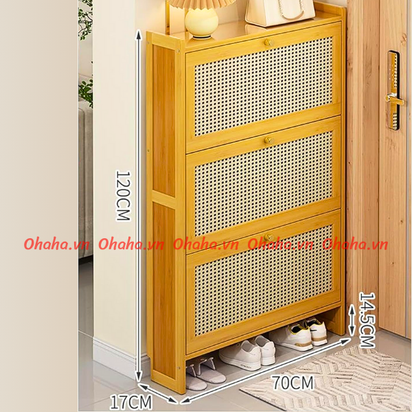 [ Freeship HCM] [Có ảnh thực tế]  Tủ giày siêu mỏng cánh mây đan cao cấp Ohaha - TGCC019