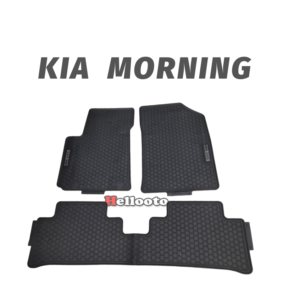 Thảm Lót Sàn Cao Su Xe Kia Morning 2008 đến 2021 Màu đen chữ trắng, Cao Su Đúc Ko Mùi, Thiết Kế Vừa Zin cho Xe, Dễ Dàng Vệ Sinh Và Lắp Đắt