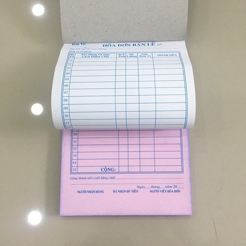 Combo 10 Cuốn Sổ Hóa Đơn Bán Lẻ 2 Liên Loại Dày (60 tờ/cuốn)