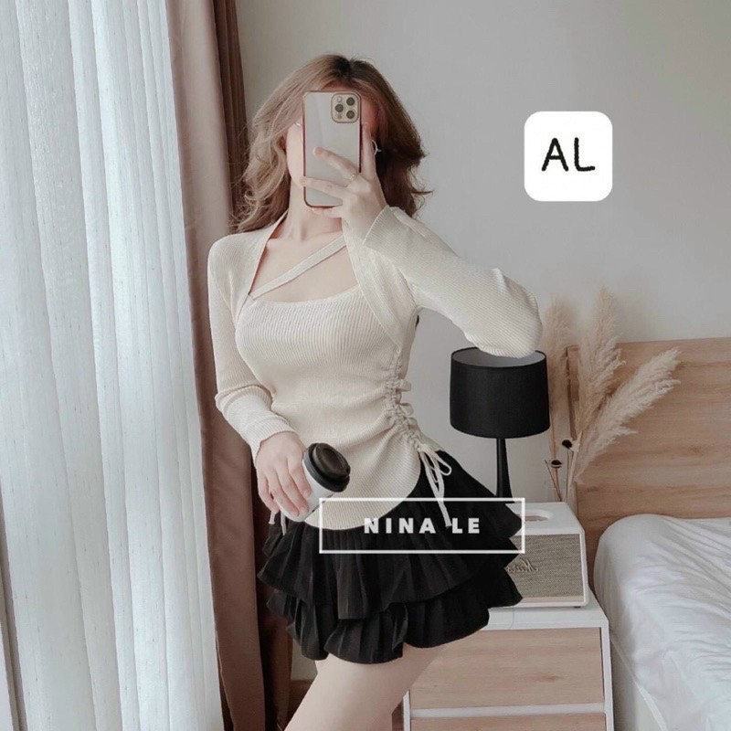 Áo kiểu nữ thun gân co giãn chéo cổ siêu hot.